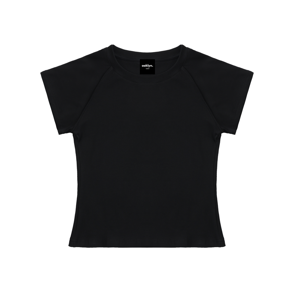 Raglan Sleeve Black Crop Top