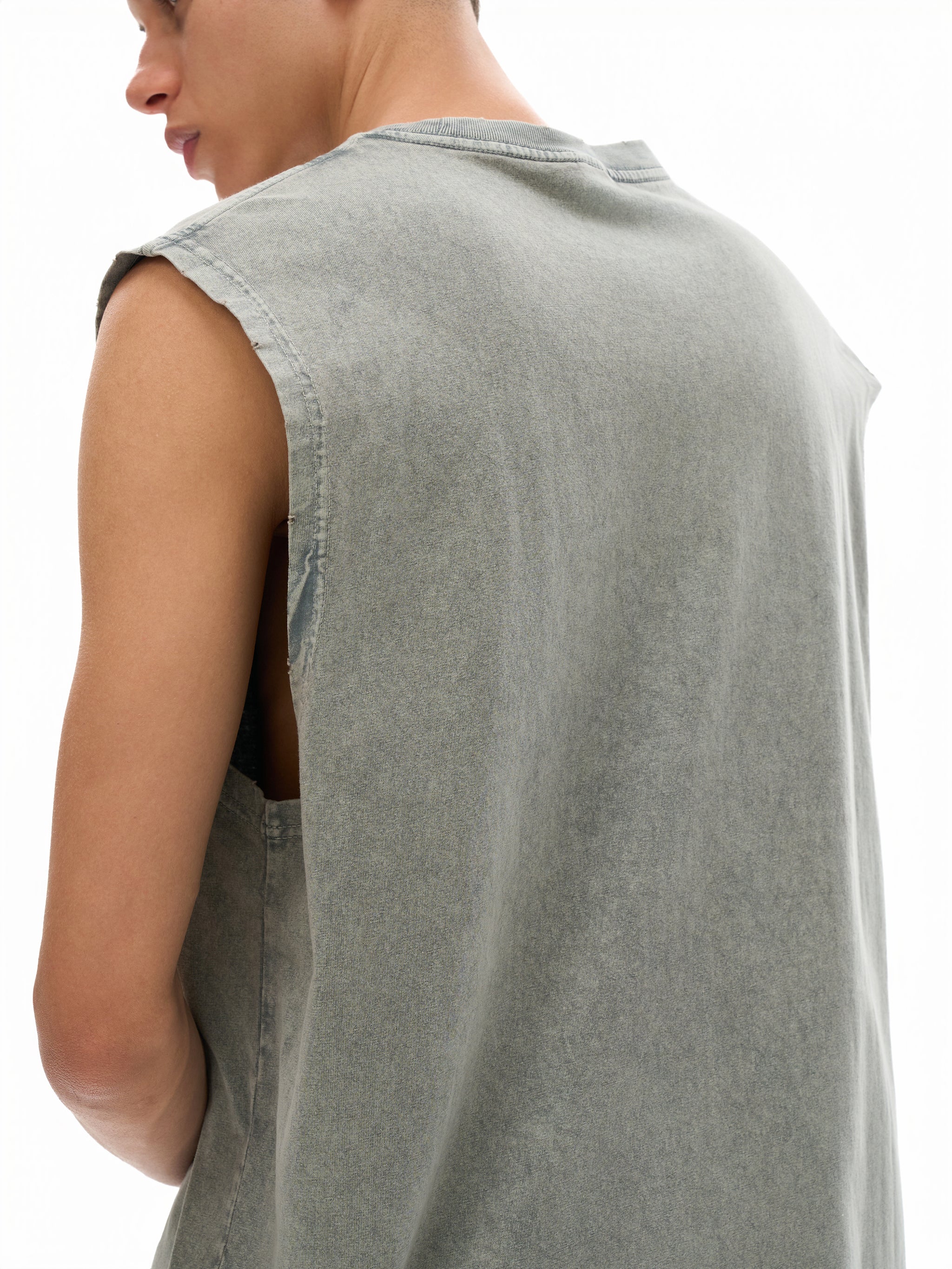 Snow Washed Frayed Tank