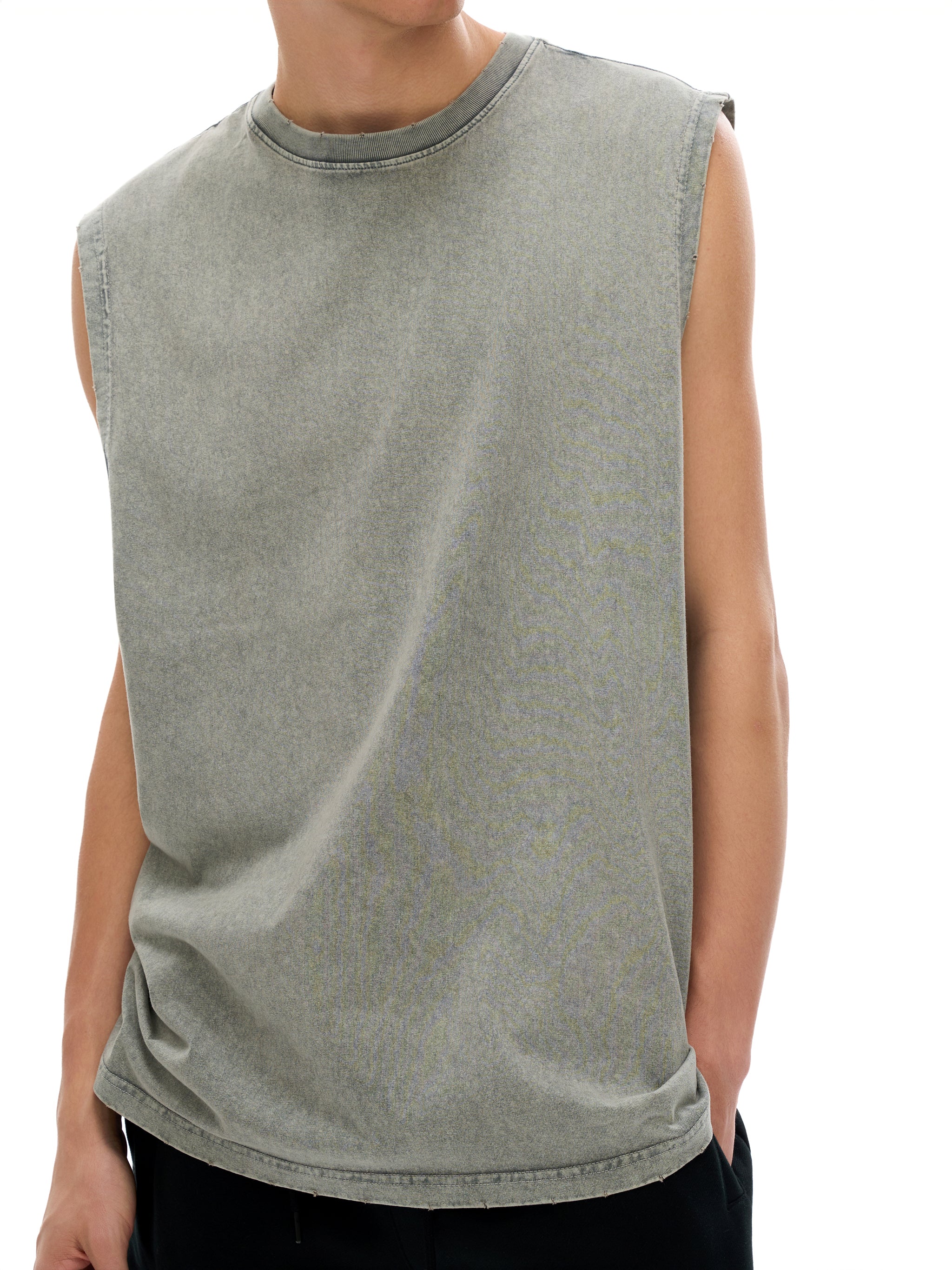 Snow Washed Frayed Tank
