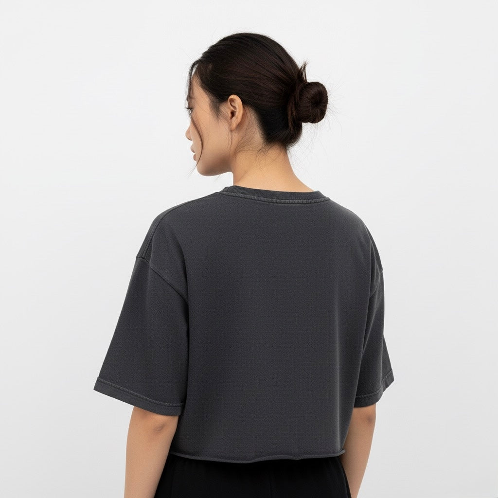 Snow Washed Raw Edge Crop Top