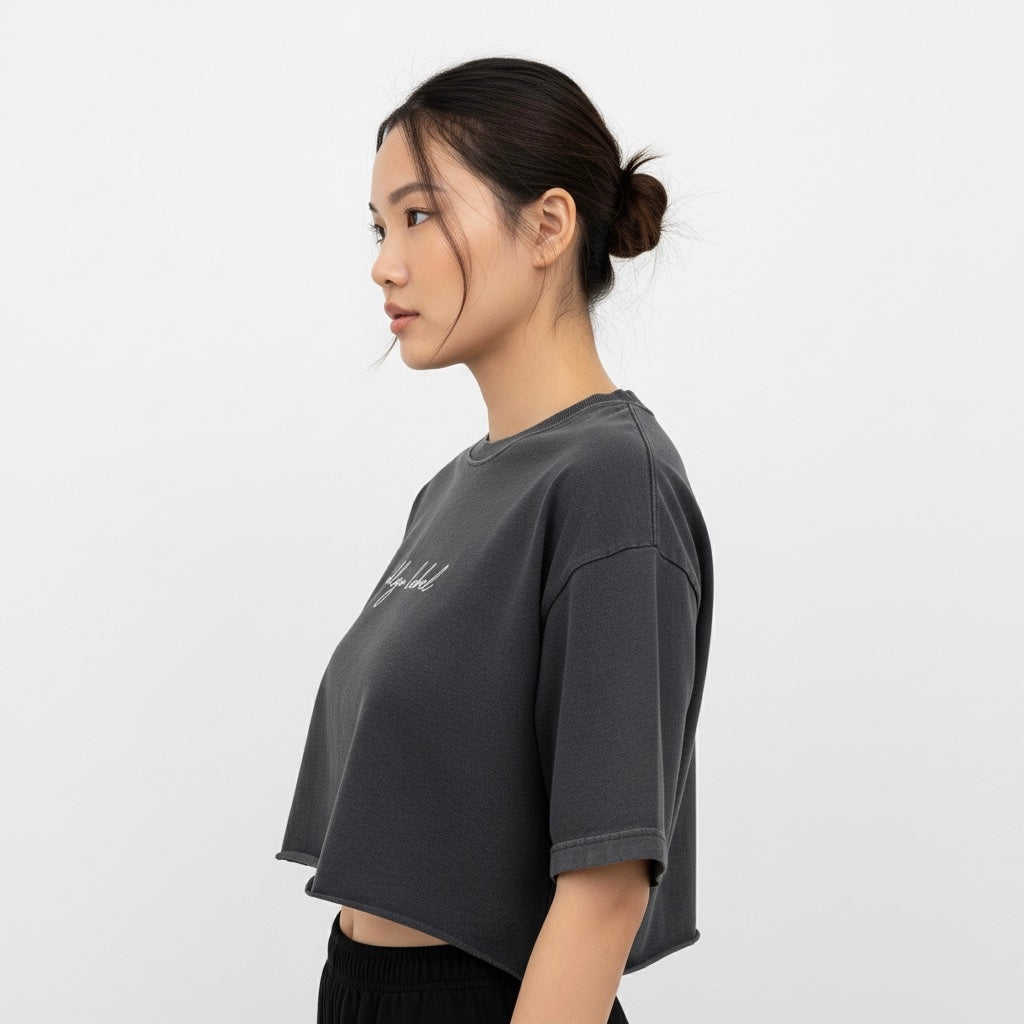 Snow Washed Raw Edge Crop Top