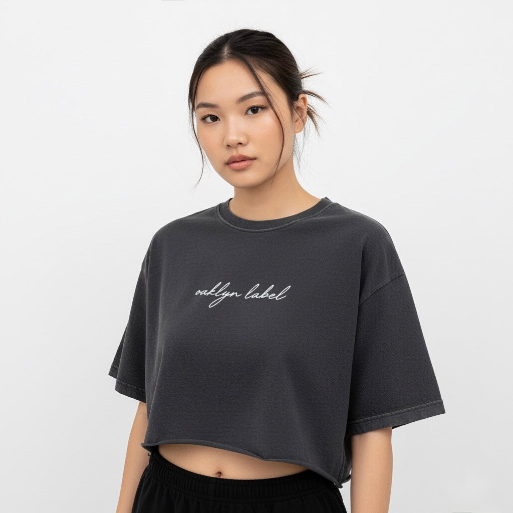 Snow Washed Raw Edge Crop Top