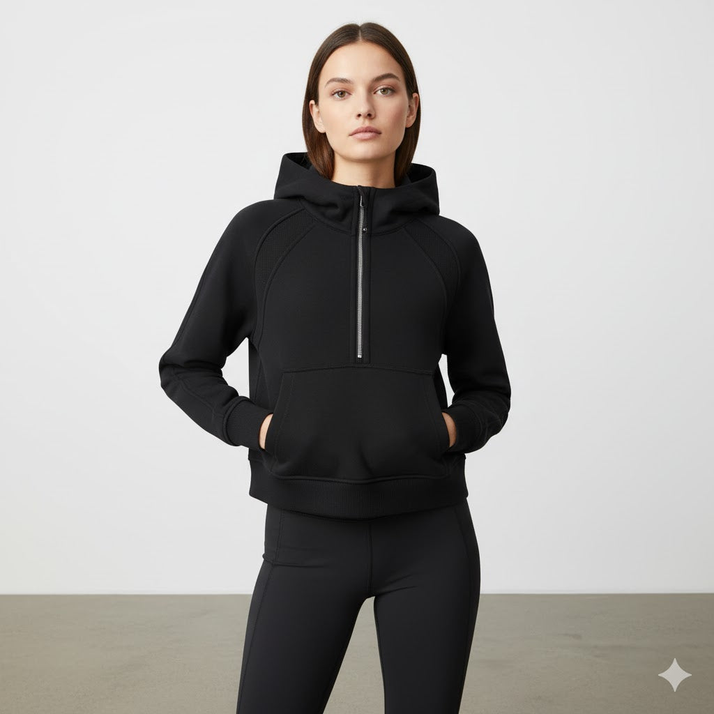 Cropped Half-Zip Hoodie