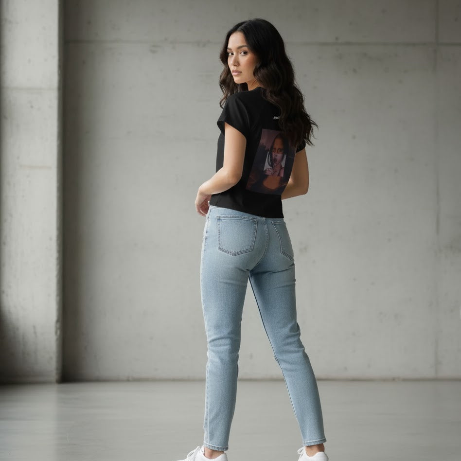 Raglan Sleeve Black Crop Top