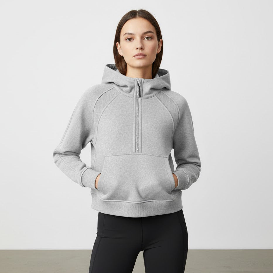 Cropped Half-Zip Hoodie